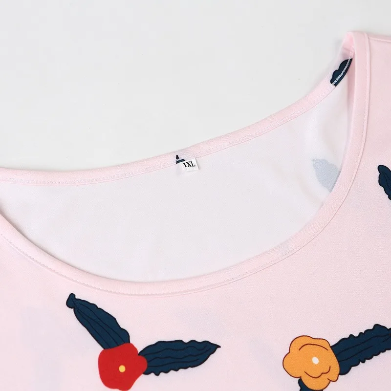 4XL Plus Size Summer Women Pajama Sets Nice Short Sleeve Pajamas Pink Soft Pyjamas Sleepwear Autumn Shorts Homewear