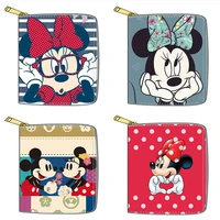 disney womens wallet mickey mouse anime pu short wallet cute cartoon multi function zip coin purse id card holder for girl