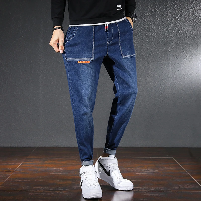 

2021 Casual Wide Leg oversize Men's pants baggy Jean Cargo Denim Overalls Trousers Jeans For Men