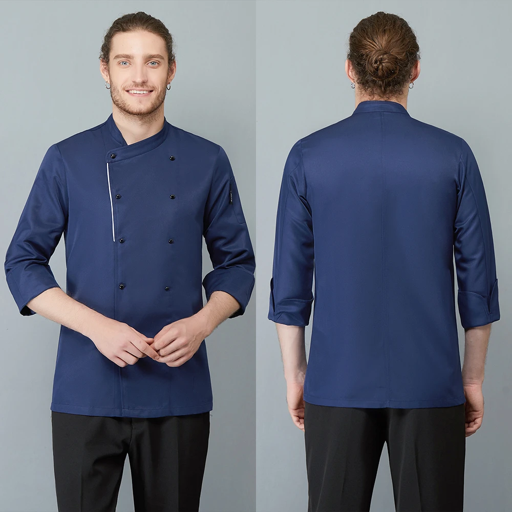 Restaurant Hotel Kitchen Chef Double Breasted Work Uniform Cafe Bakery Barbecue Sushi Waiter Waitress Shirt Long Sleeves | Тематическая