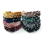 Повязка для волос женская с принтом, однотонная повязка на голову, аксессуар для голова из ткани, головные уборы с жемчугом