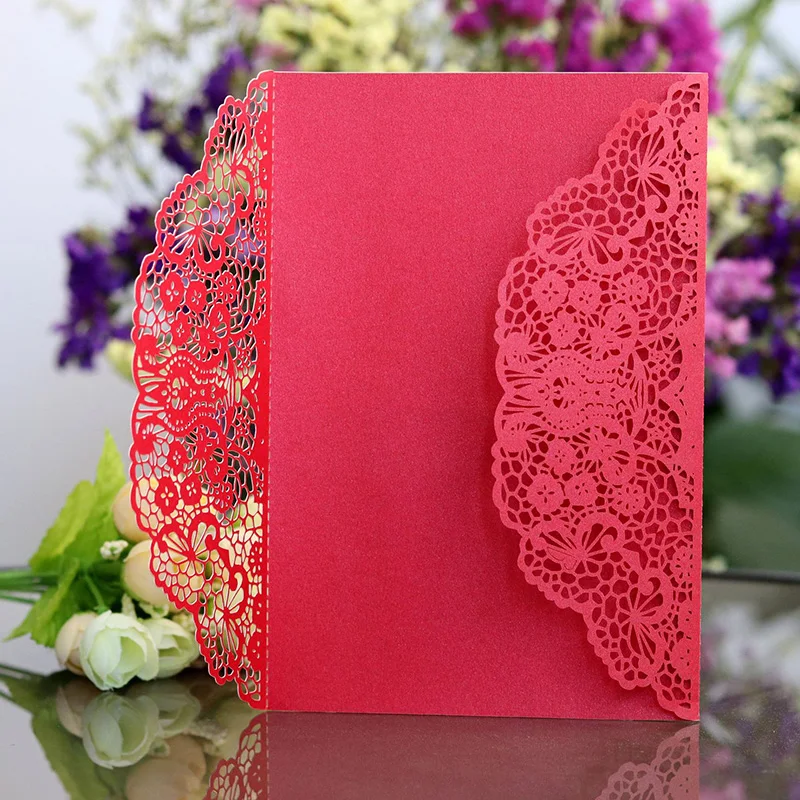 

European Laser Cut Wedding Invitations Card Elegant Lace Business Greeting Cards Birthday Wedding Party Favor Decoration