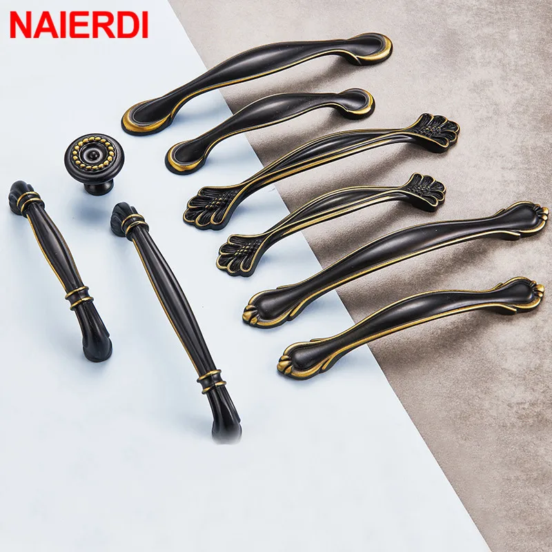 NAIERDI цинковый сплав ручки шкафа европейские ретро ящика кухонный шкаф двери