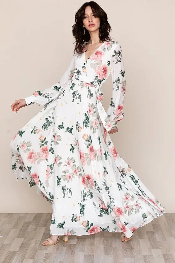 

Boho floral printed maxi dress sukienka Casual Lady Bohemian Summer Long Dress Women O-neck 1/2 Sleeve Beach Dresses