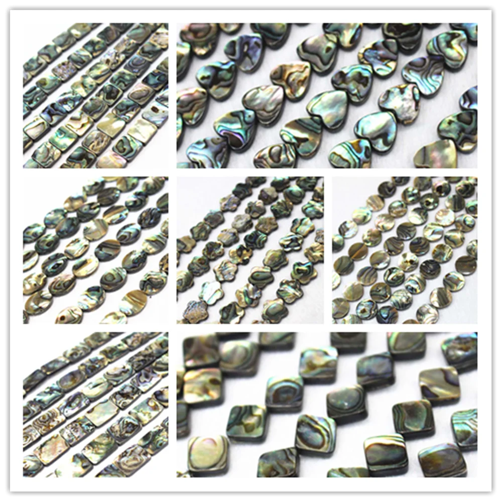 Оптовая Продажа Натуральные мозаичные бусины Abalone цветок сливы сердце овальная