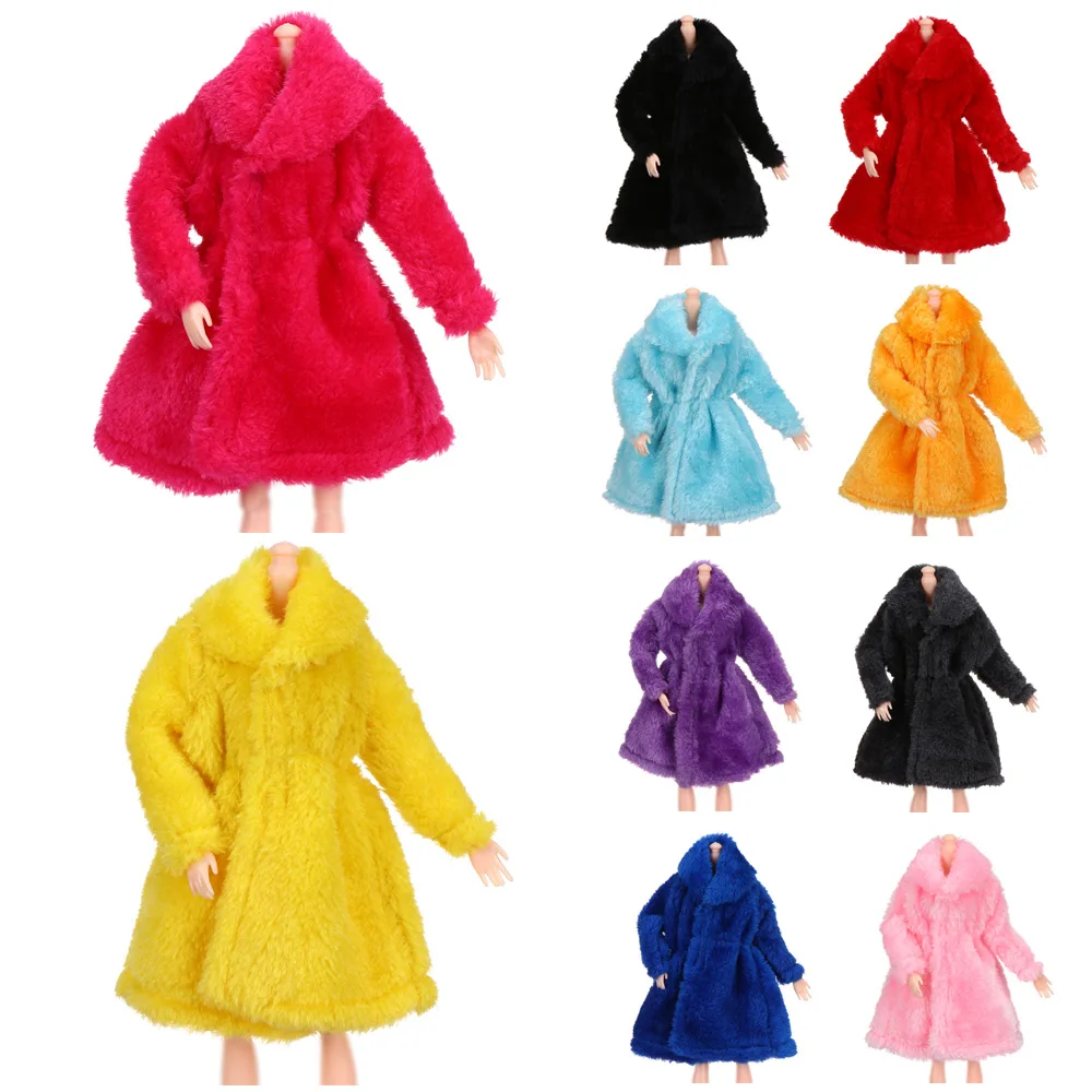 

Multicolor Doll Clothes Long Sleeve Soft Fur Coat Winter Warm Plush Coat Doll Clothing Accessories Clothes for Doll Kids Toy