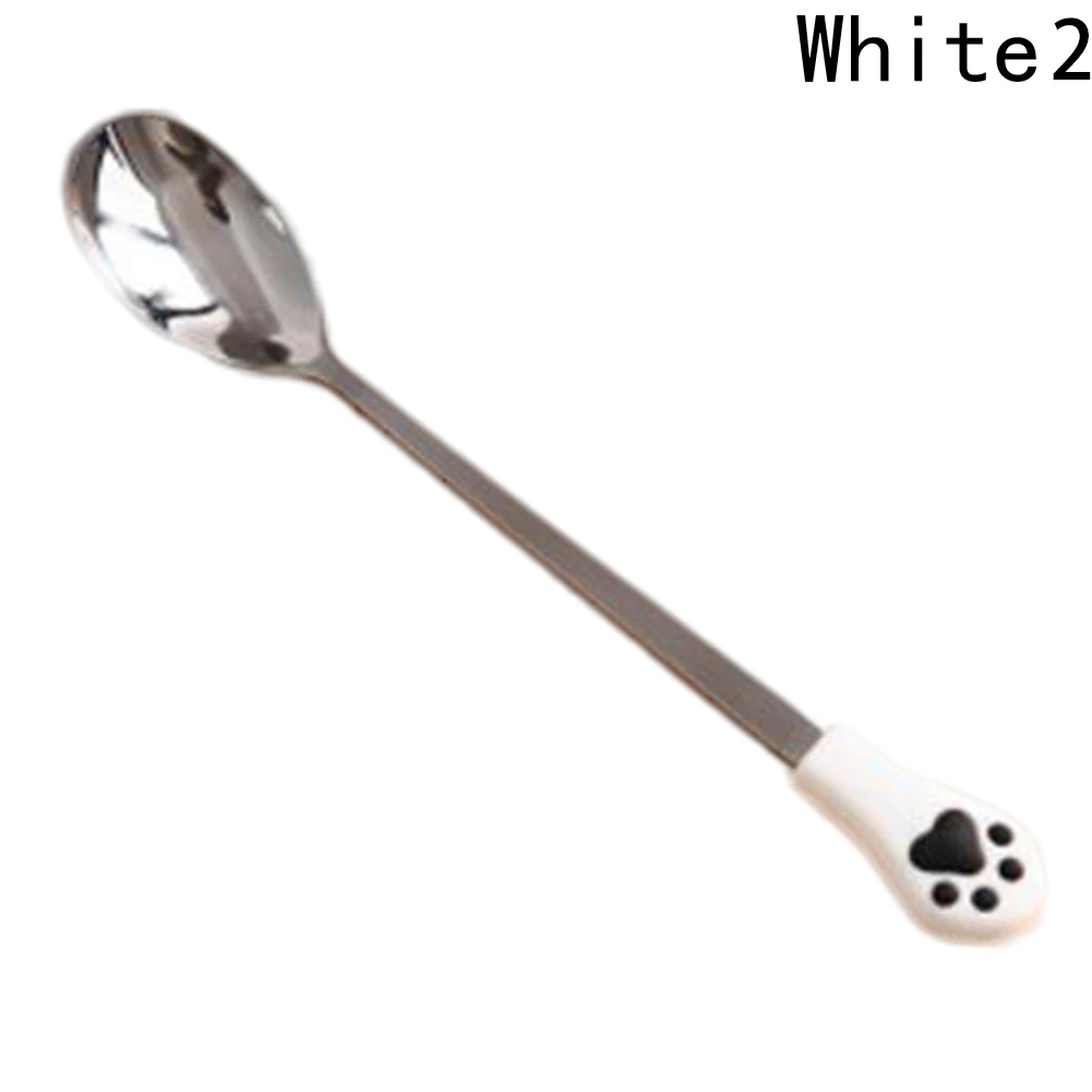 WT2 15cm 1 шт. из нержавеющей стали Милая кошачья лапа кофейные ложечки фруктовая Вилка десертная ложка для конфет и чая Ложка кошка посуда для напитков кухонные принадлежности - Цвет: WT2 15cm