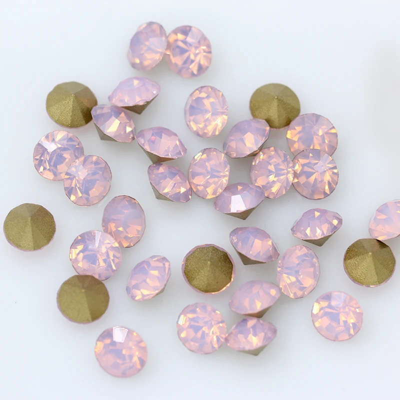 pink opal 144/36p ss38 круглый цвет с заостренным фольгированным дном Задняя стеклянная шатон СТРАЗА камень Чешский Кристалл Стразы под бриллиант ювелирных изделий - Цвет: pink opal