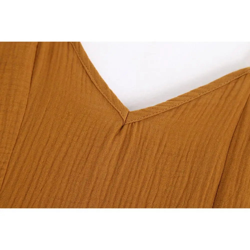 Модное женское платье Za летнее винтажное одноцветное миди платья с карманами