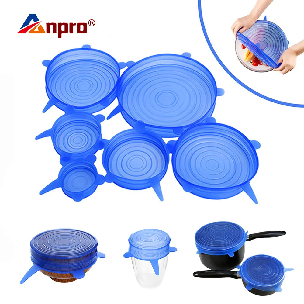 6 шт. универсальные силиконовые растягивающиеся крышки для кухонной