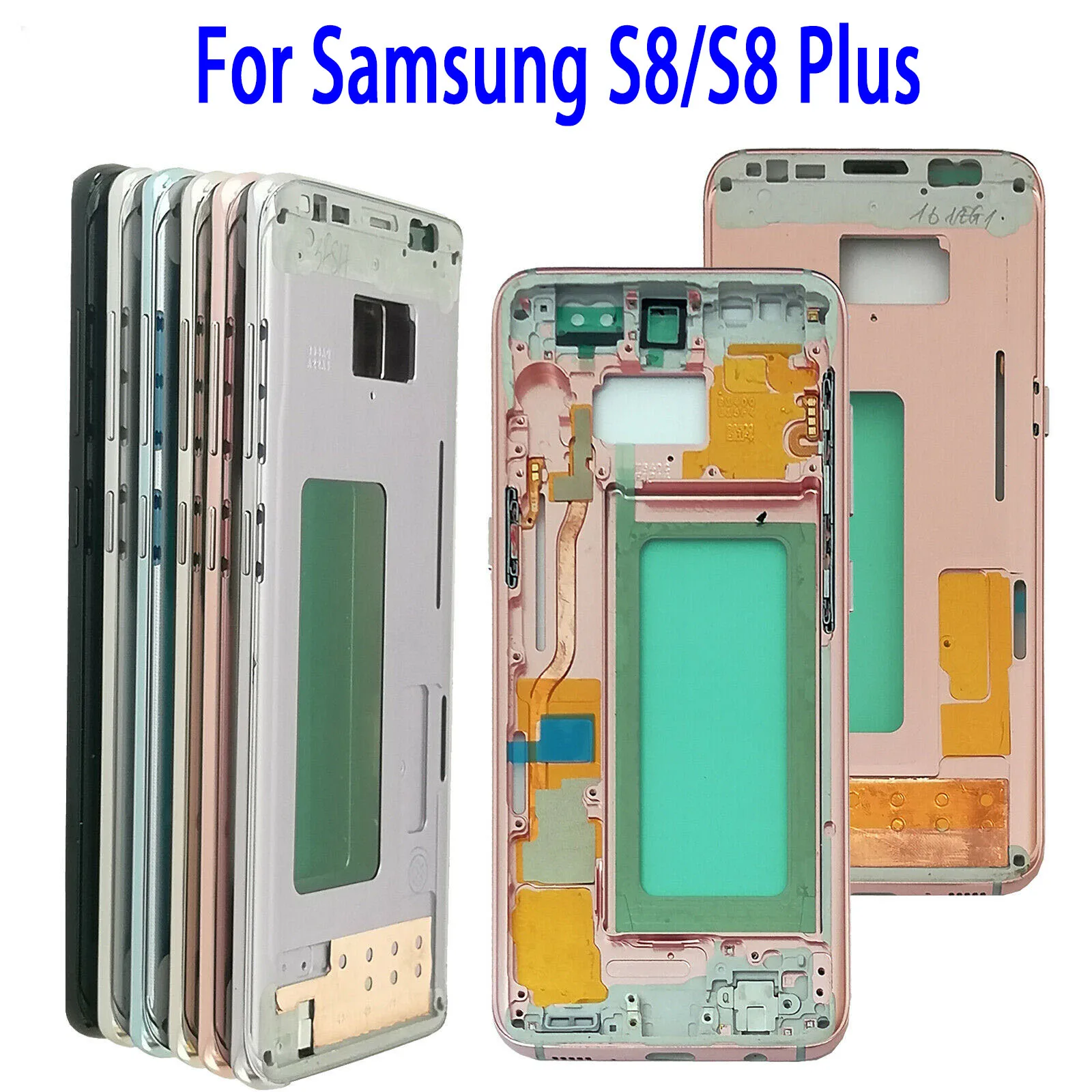 

For Samsung Galaxy S8 Plus SM-G955F S8 G950FD Middle Frame Midplate Bezel Chassis Housing Parts Free Tools for Reparing Adhesive