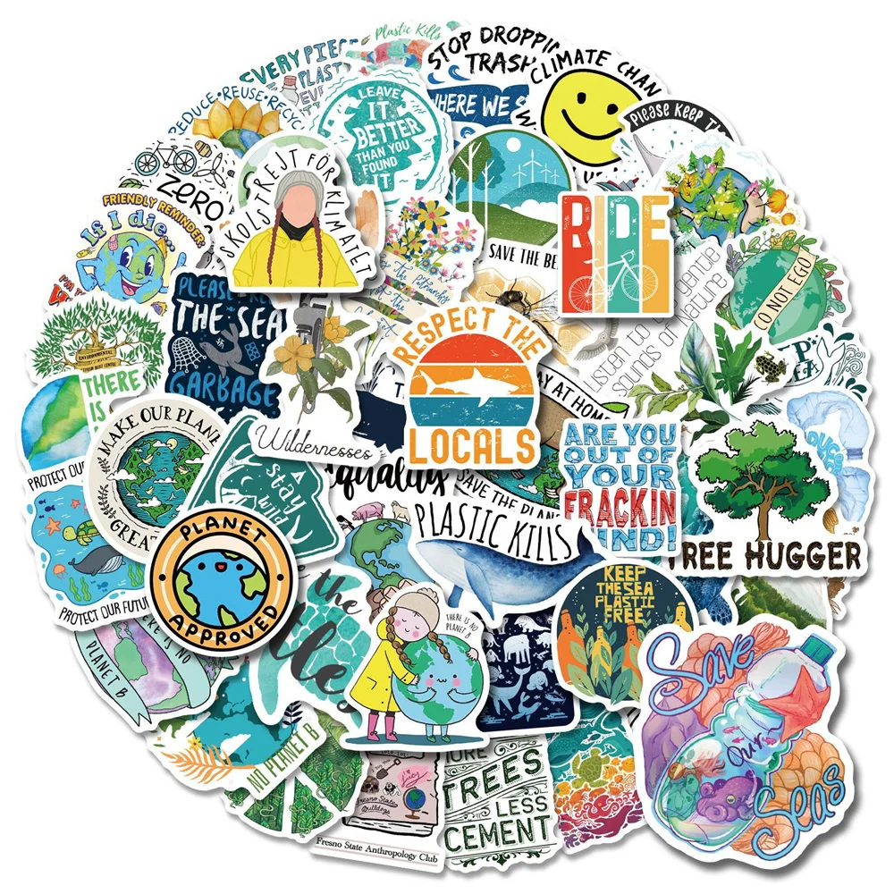 

10/30/50PCS Green Series Plant Stickers Camping Outdoor Forest Story Small Fresh Hand Account Stickers Wholesale