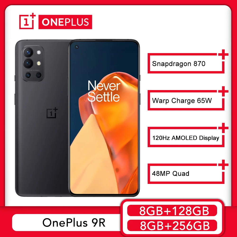 Глобальная прошивка OnePlus 9R 9 R 5G смартфон 8 ГБ 128 Snapdragon 870 мобильный телефон 120 Гц