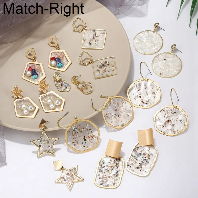 Женские Геометрические серьги Match Right большие золотого цвета корейские модные