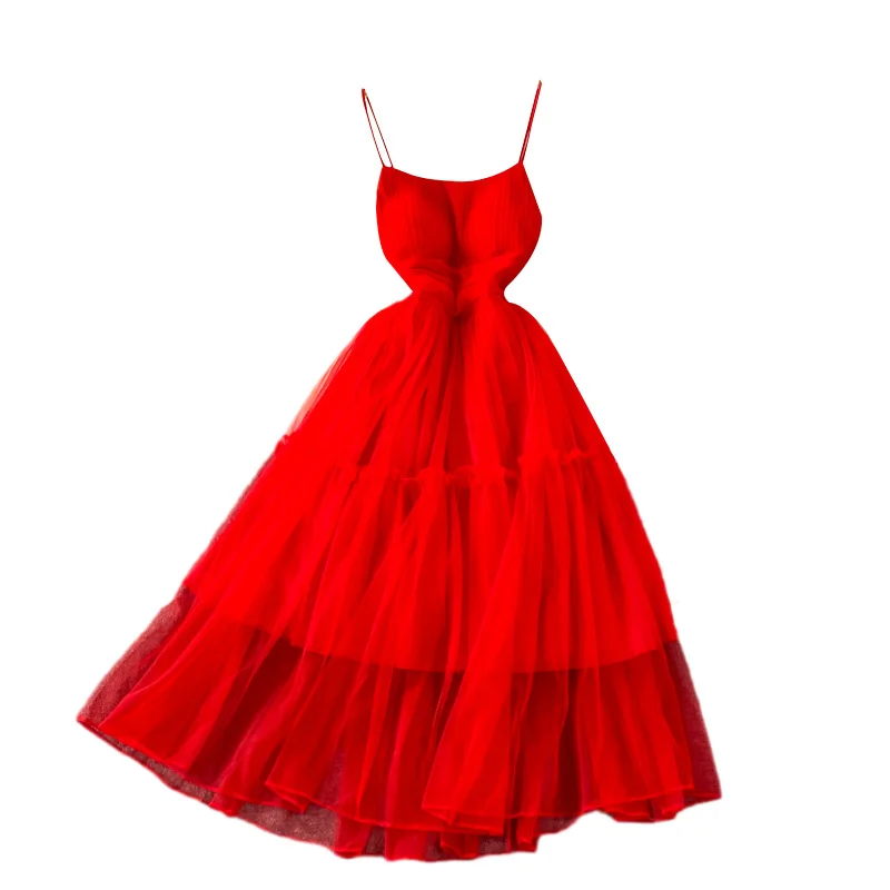 

Celebrity Celebrity super fairy yellow high waist thin backless dress seaside holiday beach dress elegant big swing dress