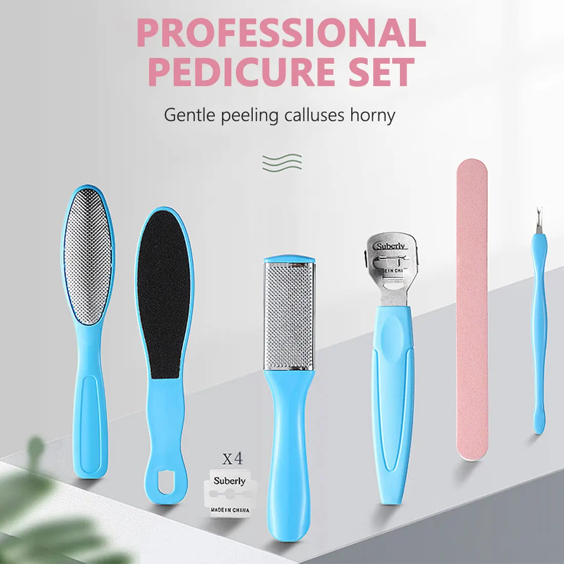 

2021 Professional Foot Care Kit Pedicure Tools Set Stainless Steel Foot Rasp Foot Dead Skin Remover Clean Toenail Care Kit