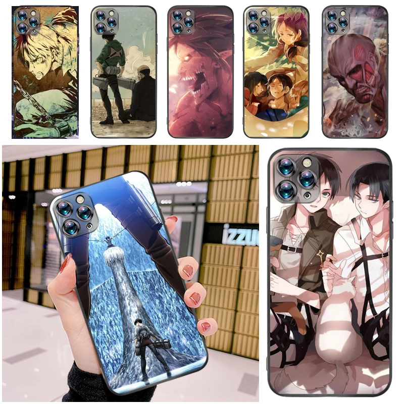 

Attack On Titan Mikasa Ackerman Eren Jager Armin Arlert Levi Phone Case For iPhone 12 Pro MAX Mini SE 2020 Funda Back Cover