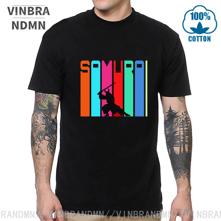 

Футболка мужская винтажная в стиле ретро, модная тенниска с принтом самурайского воина, летняя майка в японском стиле, 2020