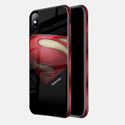 Superman Роскошный чехол из закаленного стекла для телефона Железный человек Человек-паук чехол для iPhone 11 6 6s 7 8 Plus X XR XS Max задняя крышка чехол Marvel Мстители - Цвет: Superman