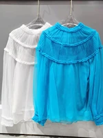 fashion ladies 2021 new long sleeved sexy casual solid color silk sling two piece top 0104