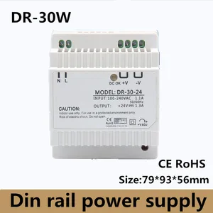 30W Factory Outlet CE RoHS Approval Best Quality Din Rail Power Supply 100-240VAC Input AC110V /220V to DC 12V 24V DR-30W