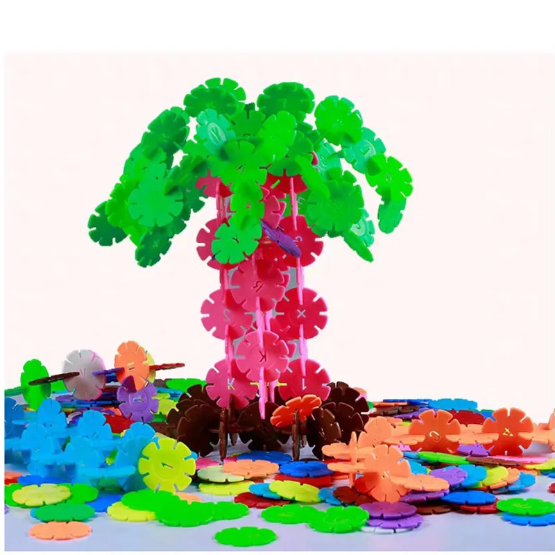 500 строительные блоки пластиковые ABS снежинки Детские обучающие игрушки сборка