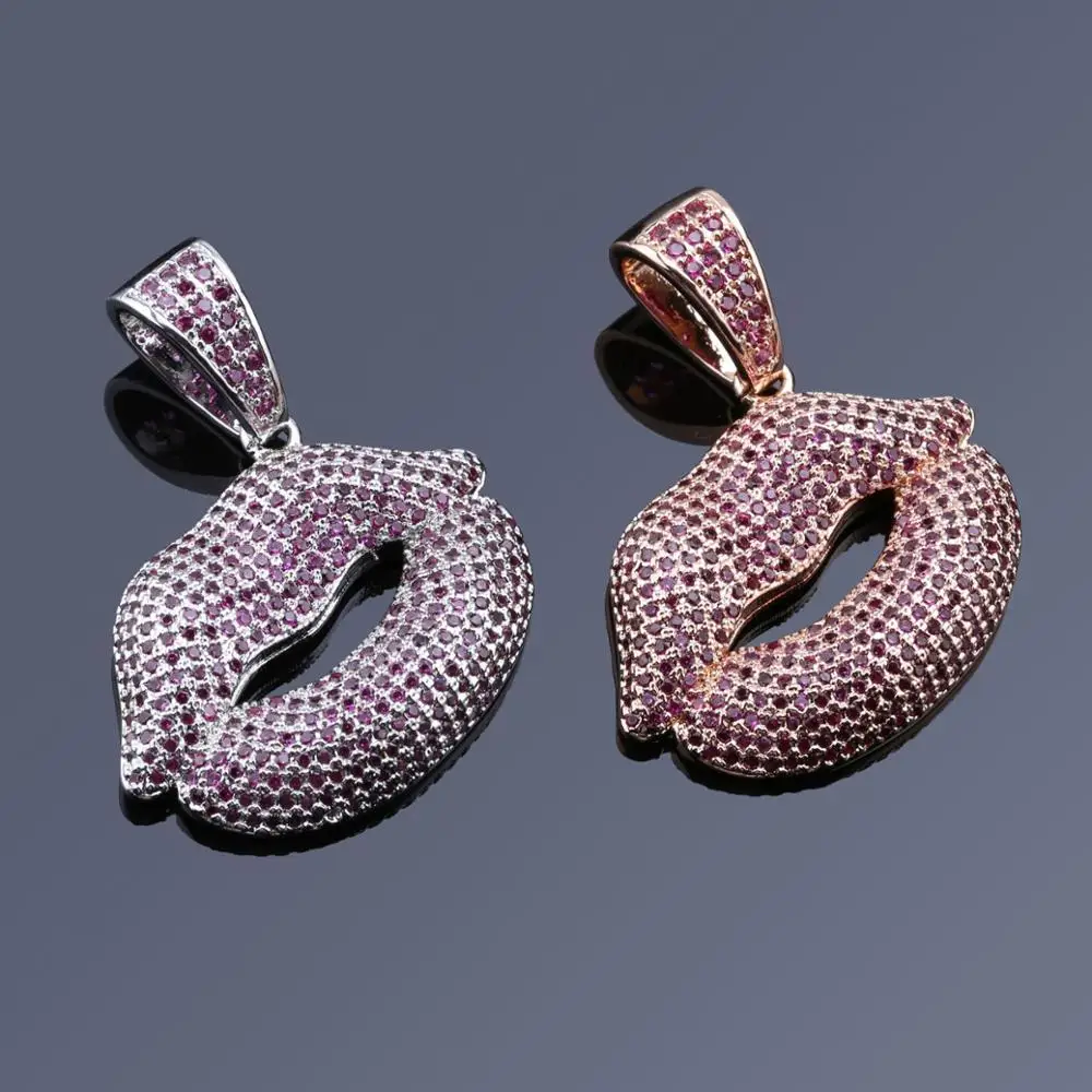 Фиолетовый AAA + фианит проложенный шикарный Iced Out Сексуальные Красные Подвески в