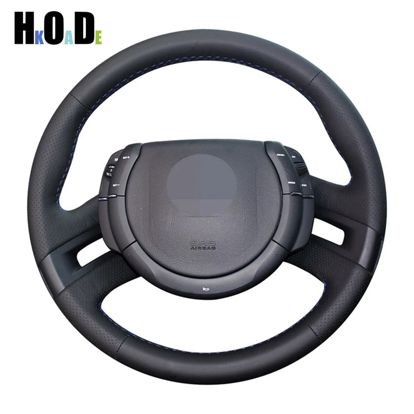 Черные чехлы на руль из искусственной кожи ручная строчка для Citroen C4 Picasso 2007