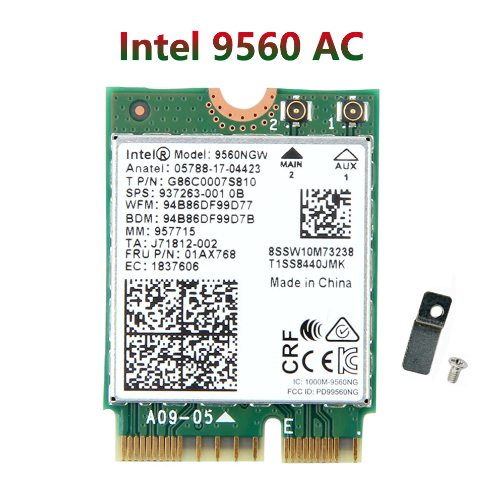 Двухдиапазонная Беспроводная сетевая Wlan карта 1 73 Гбит/с 802.11ac для Intel 9560 9560NGW NGFF Key E