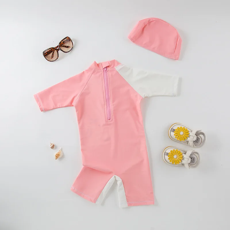Baby Swimwear Flamingo Unicorn Swimsuit for Girls UPF50 Anti UV Bathing Suit for Girl One Piece Toddler Rashguard with Sleeves images - 6