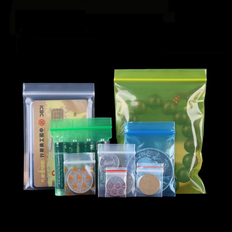 Разноцветный пластиковый упаковочный пакет с замком молнией разных размеров для
