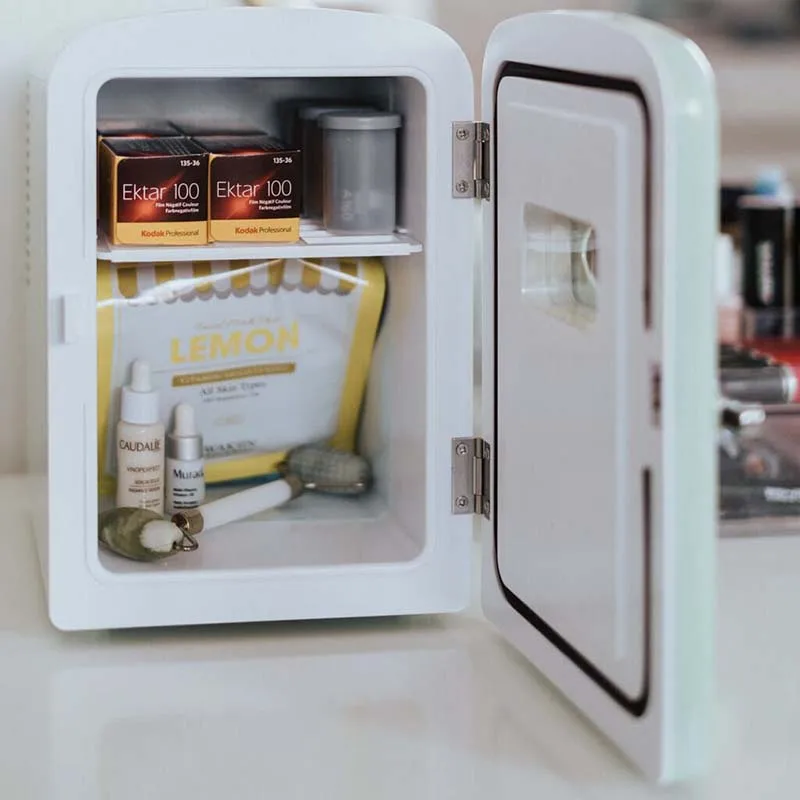 저렴한 미니 6L 휴대용 스킨 케어 냉장고 온도계 압축기, 12v 화장품 정리 및 보관 책상 스탠드 침대 룸