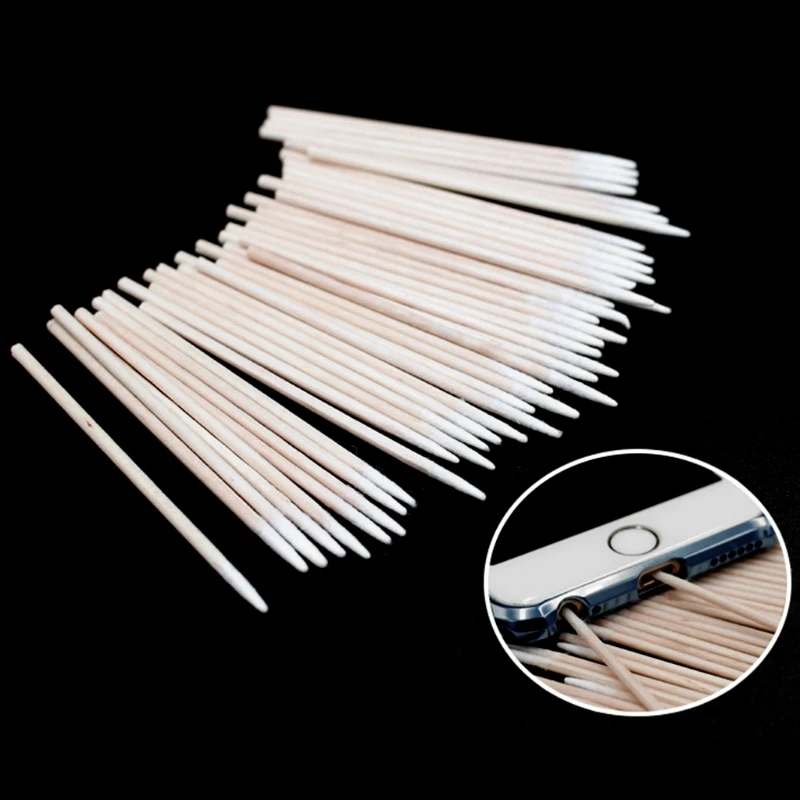 

2020 New 100Pcs Cotton Disposable Stick Clean Tool for AirPods Earphone Phone Charge Port