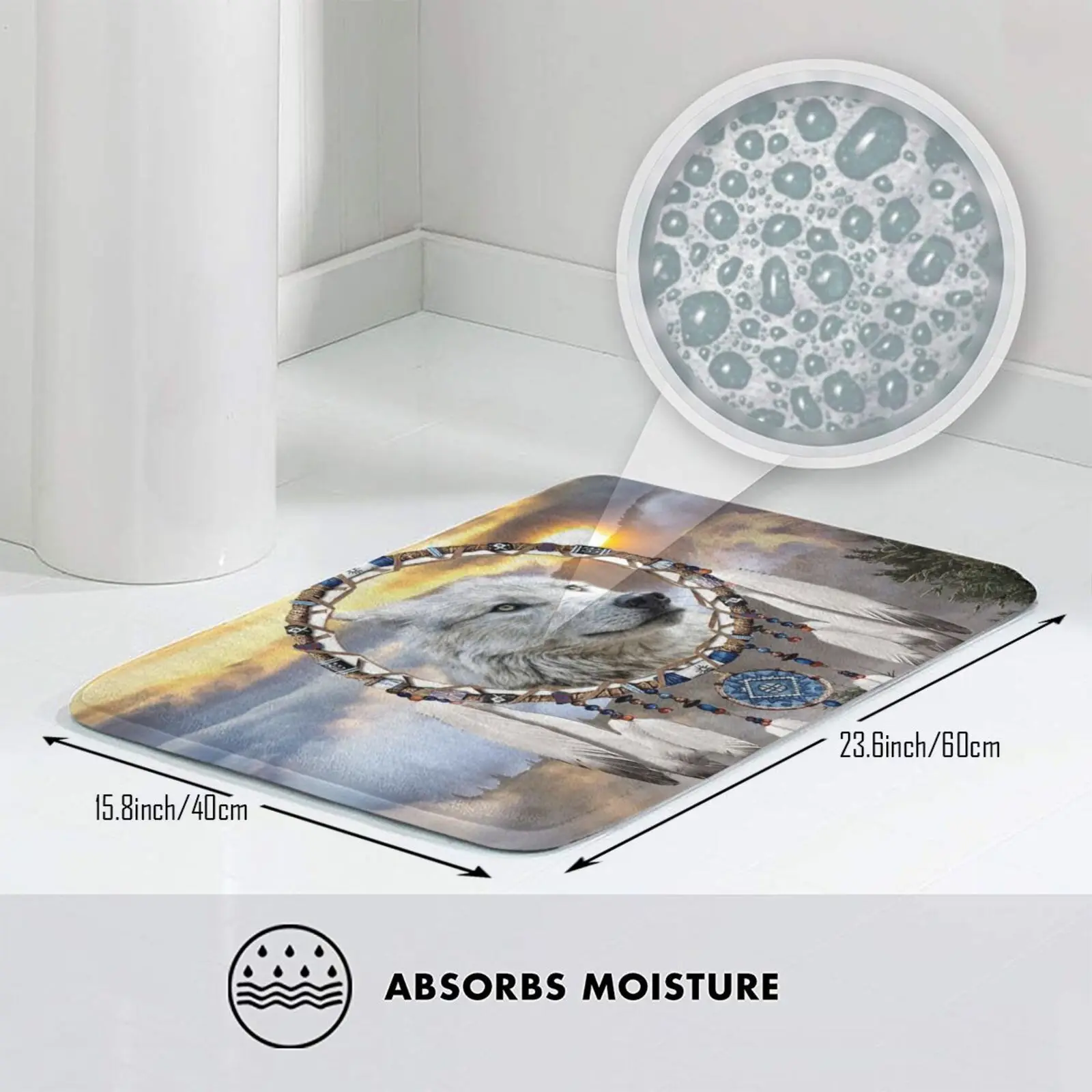 Коврик с волком медведем и ловцом снов нескользящий коврик для входной двери в