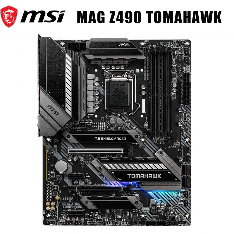 Billig MSI MAG Z490 TOMAHAWK Mainboard LGA 1200 Slot DDR4 Speicher 128GB PCI-E 3,0 M.2 USB 3,0 SATA Intel Z490 ATX Desktop Neue Placa Mãe