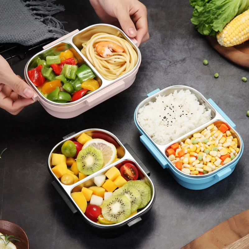 

New Stainless Steel Lunch Box Compartments Leak-proof Thermal Removable Handle Box Bolsa Termica Lancheira Termica