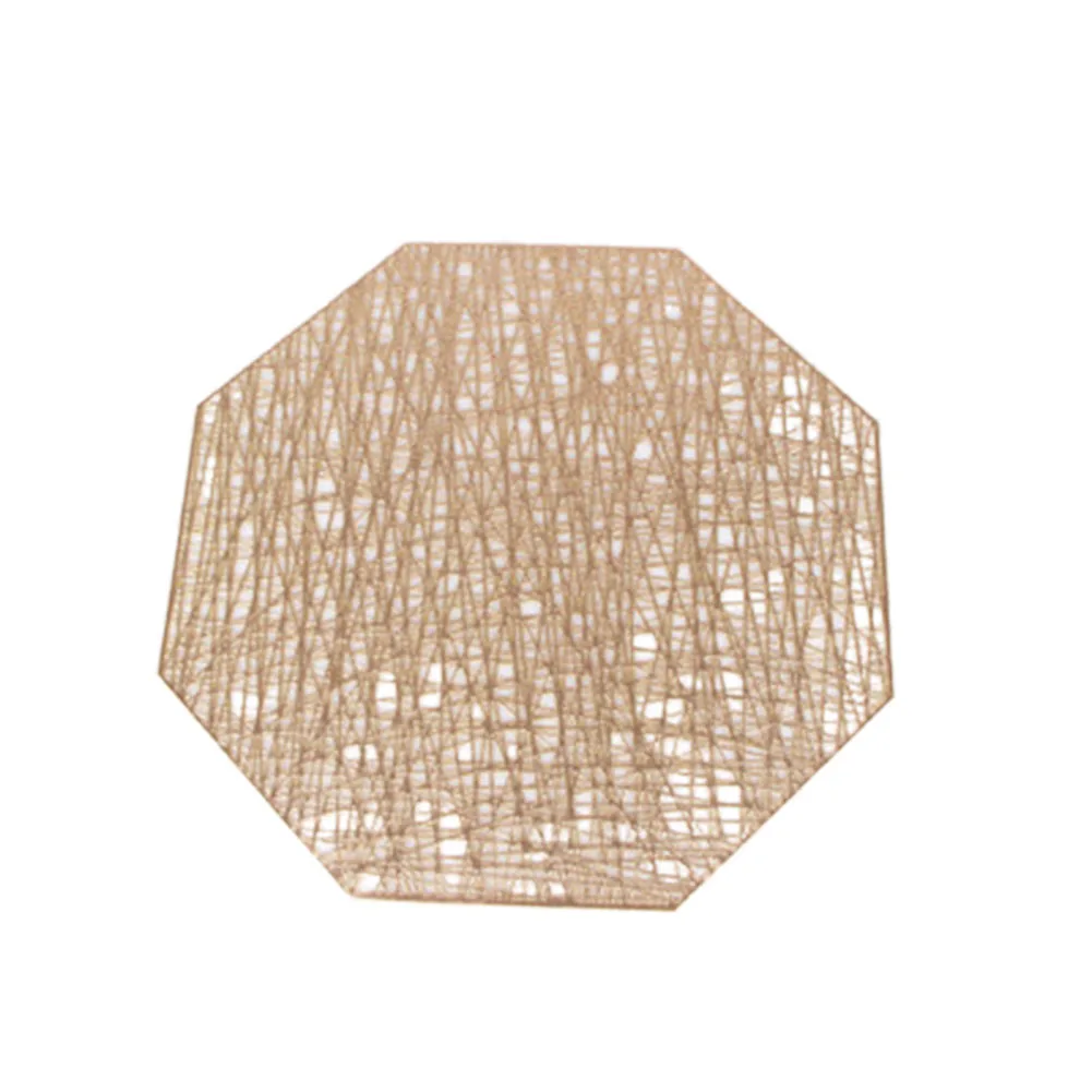 

PVC Placemats Cutout Hangable mat Octagonal Hollow Non Slip Dining Table Mats Coaster Home table Decoration Gold Placemat