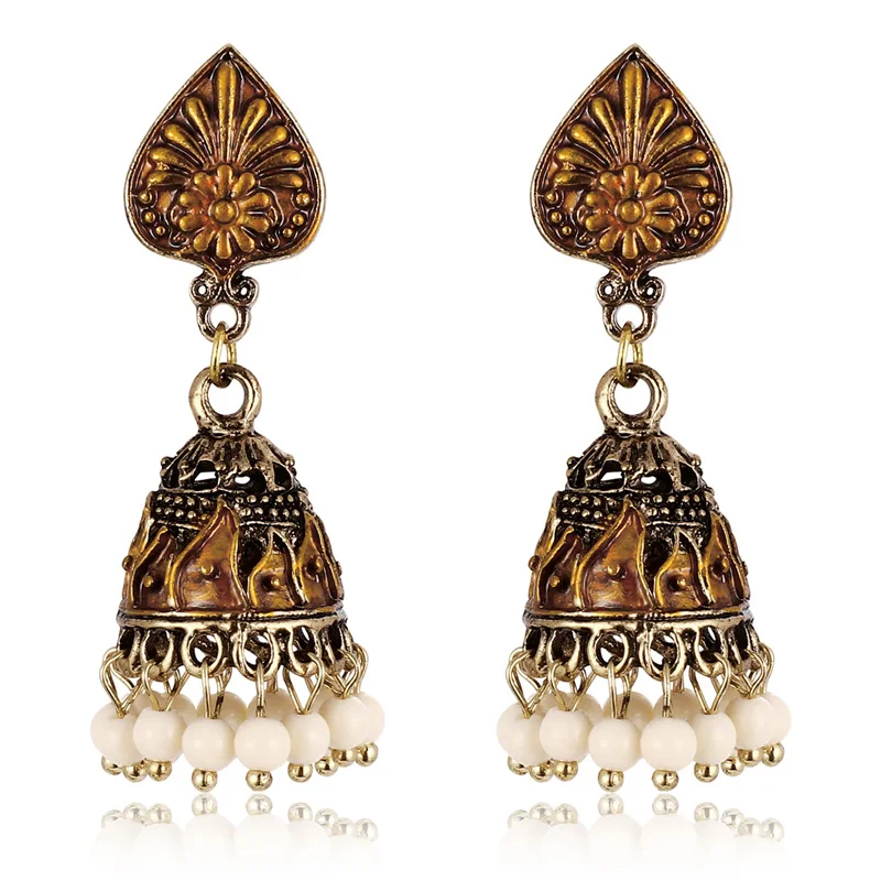 EH2010 ZOSHI, женские винтажные серьги,, этнический полый цветок, цыганский колокольчик, висячие серьги, индийские украшения, серьги, аксессуары - Окраска металла: EH2010