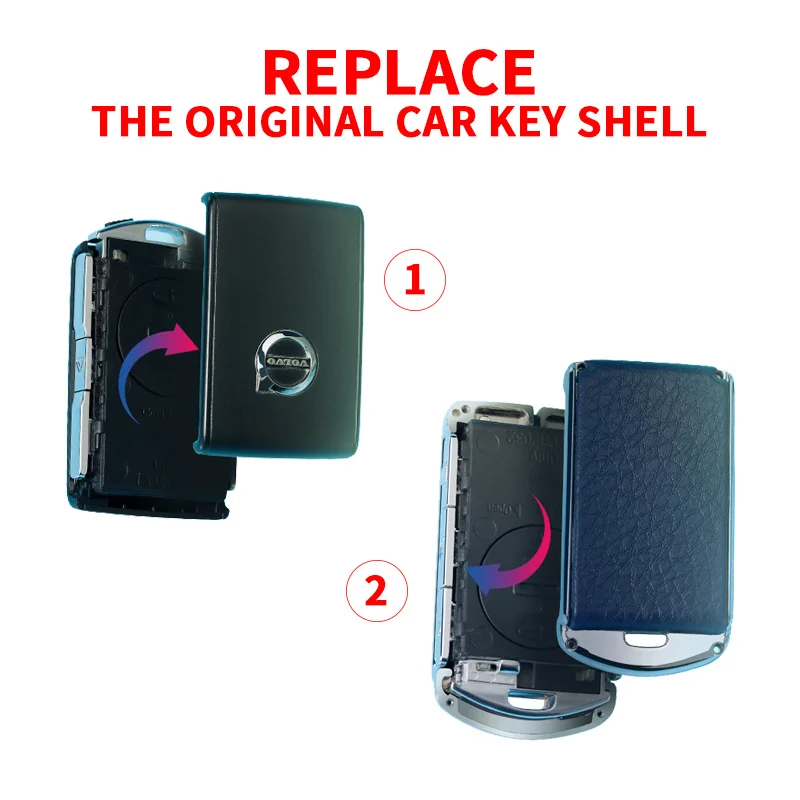 

Metal leather Car Key Cover For Volvo XC40 XC60 S90 XC90 V90 T5 T6 T8 Polestar 2 Key Protect keychain Car Key Case Car Key Holer