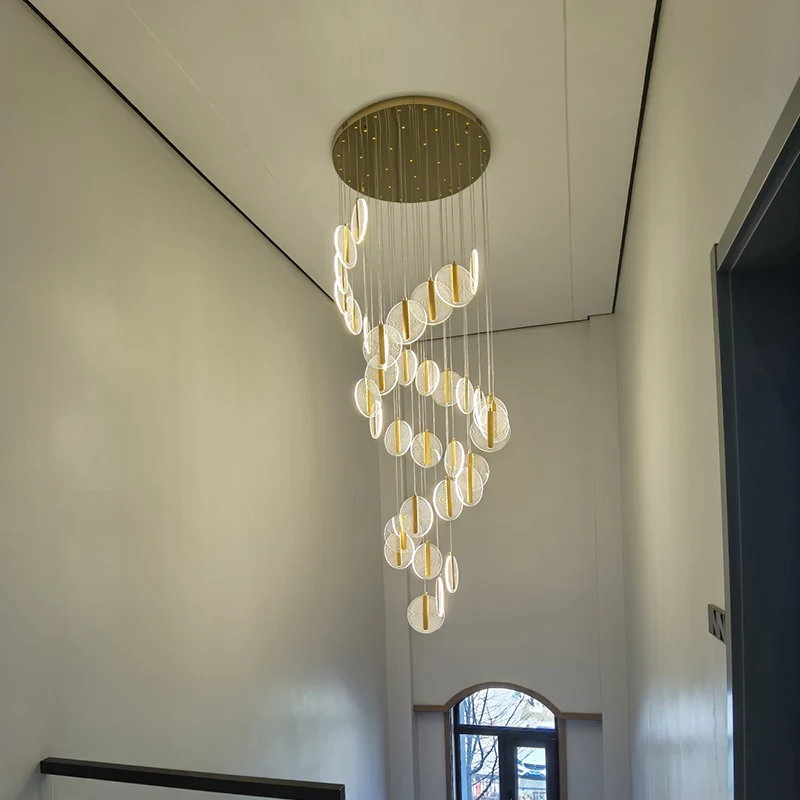 

Luxury LED Chandelier Lighting Gold color Light Fixture for Staircase Stair Lights Hotel Villa Vanity Bedroom Long Hanging Lamp