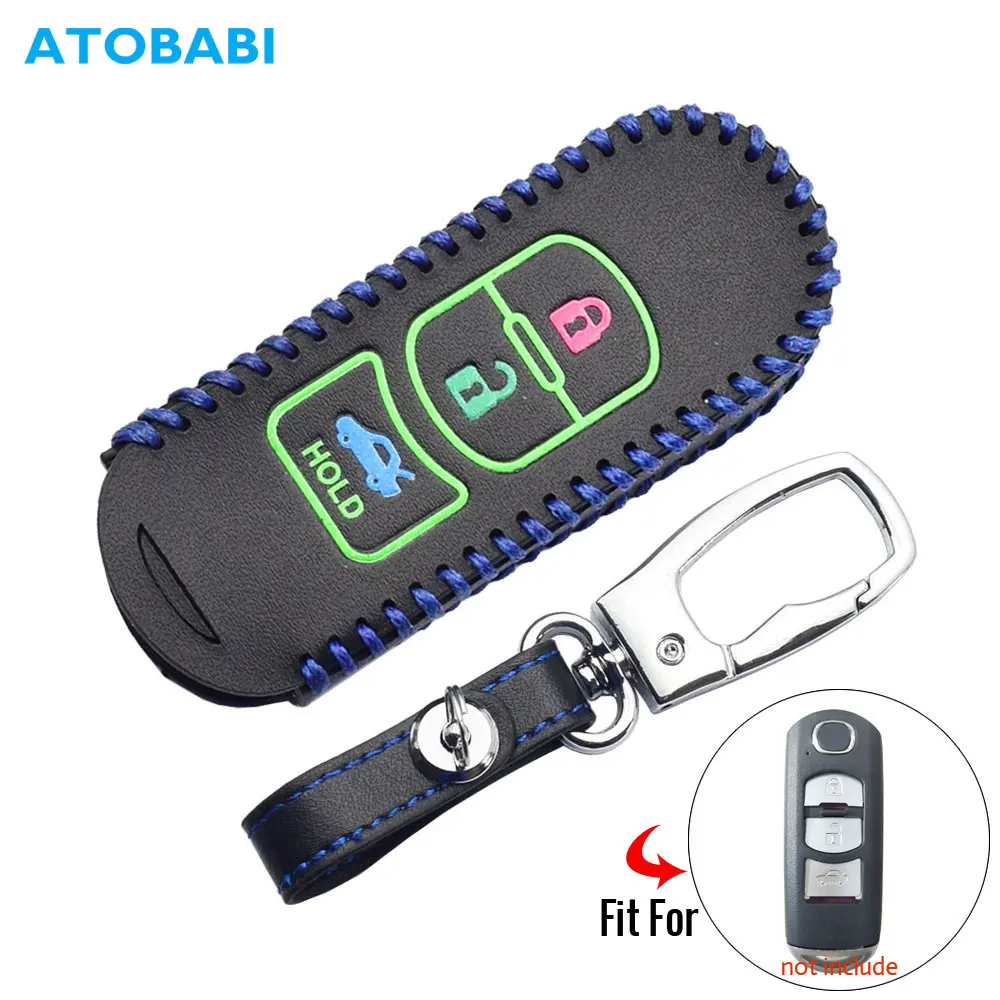 Светящийся кожаный чехол для ключа автомобиля Mazda 2 3 5 6 Axela CX 7 кнопки смарт пульт