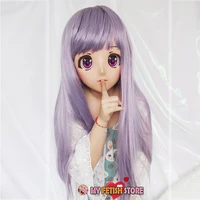 juzi 03japan anime kigurumi masks cosplay kigurumi cartoon character role play half head lolita doll mask with eyes and wig