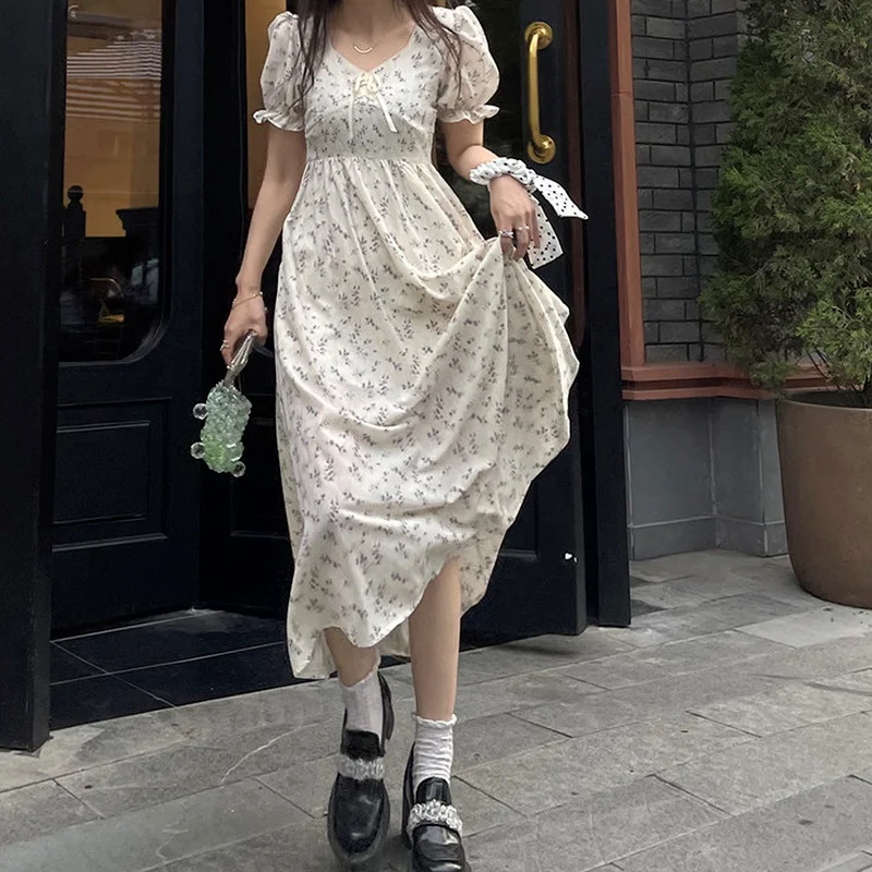 Платье женское ТРАПЕЦИЕВИДНОЕ с пышными рукавами элегантный Мини Сарафан