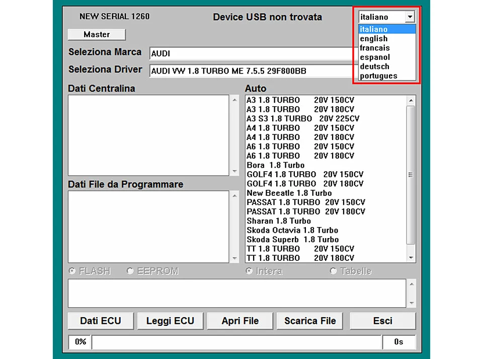 Galletto 1260 ECU чип Тюнинг инструмент EOBD мигалка ЭБУ мигалка зеленый PCB FTDI FT232RL чтение и запись