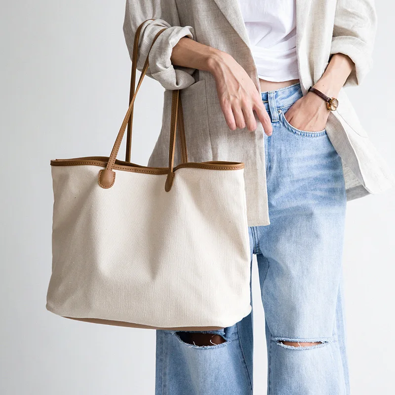 

Soft Leather Big Bag Big Capacity Tote Commuter and New Women Bag Simple Atmosphere One-shoulder Cross-body Purse