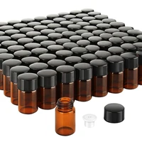 2ml 58 dram amber essential oil bottles mini amber sample vial glass bottle with 50 black caps 50 inner covers