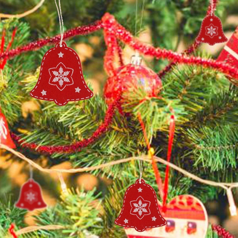 10 шт расписные деревянные рождественские Висячие Подвески украшения с веревками
