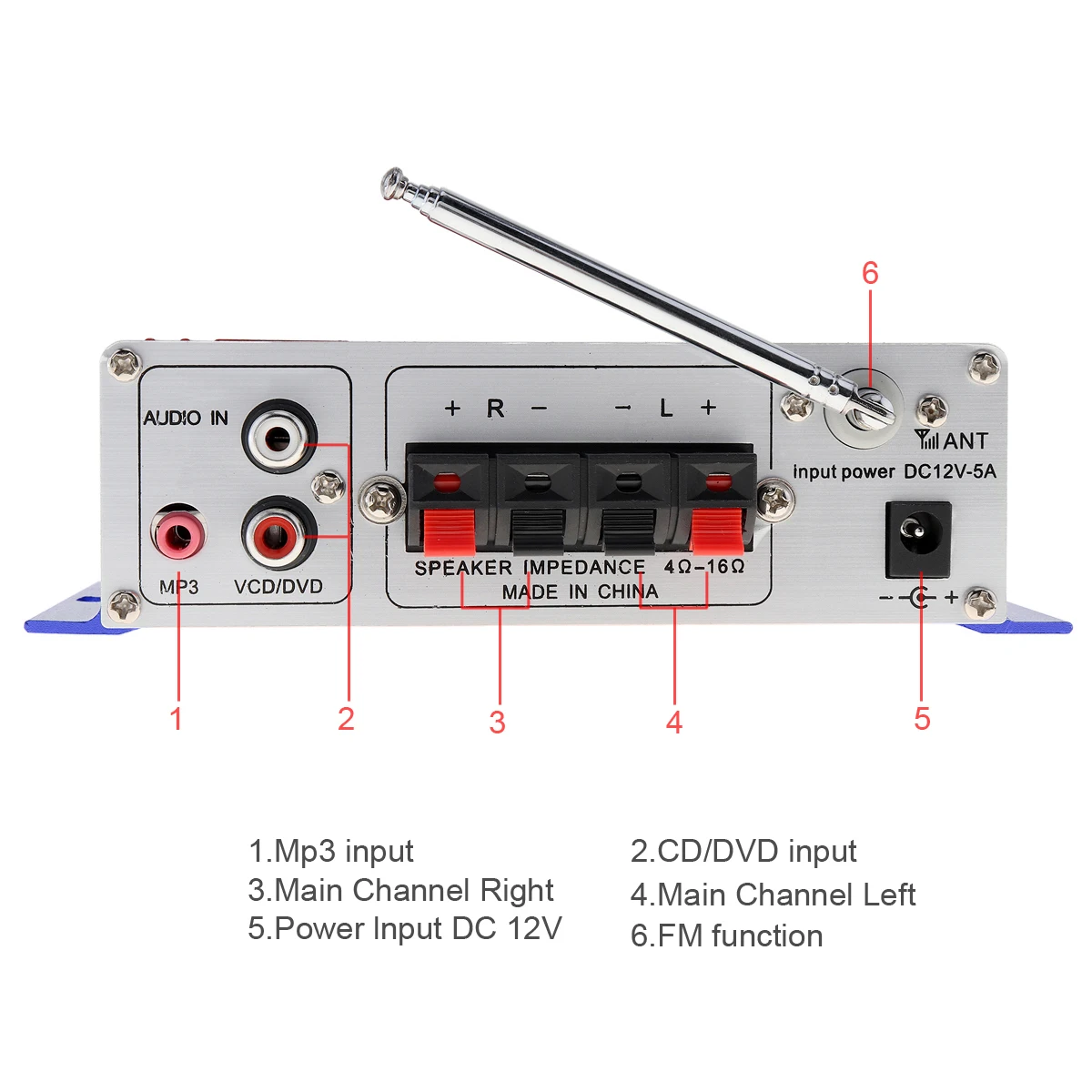 HY502 цифровой дисплей Hi Fi 2CH автомобильный стерео усилитель мощности с поддержкой