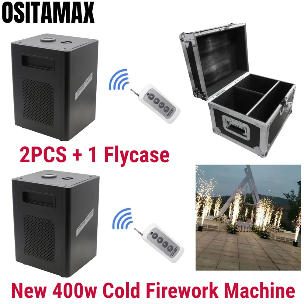 2pcs with 1 flycase Сценическая холодная машина фейерверков 400 Вт пламя DMX или дистанционное пиротехническое Сверкающее оборудование шоу вечерние свадебные фонтан - Цвет: 2pcs with 1 flycase