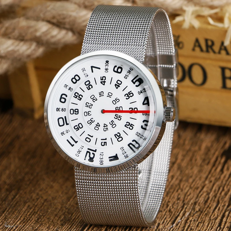 Часы PAIDU мужские с креативными цифрами красные наручные часы из нержавеющей